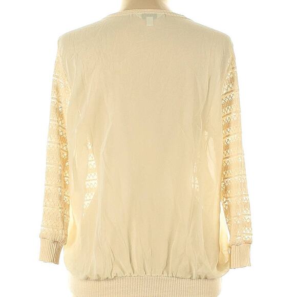 Charming Charlie Cream Lace Crochet Blouse with Sheer Back Size Large - Picture 7 of 7
